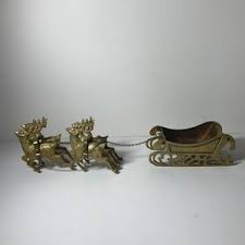 Vintage Brass Sleigh & 4 Reindeer 1980s 14 In. - Etsy Norway