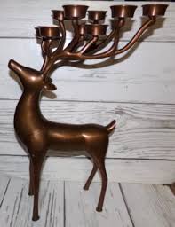 Vintage Large Brass Deer Candle Holder 10 Candles Candelabra Christmas 19" high | eBay