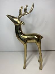 3 Vintage Brass Christmas Reindeer Deer Candle Holder ...
