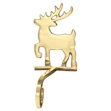 Reindeer Solid Brass Stocking Holder | Lillian Vernon