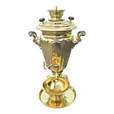 Early 20th Century Large Russian Imperial Cast Brass Samovar Set | Chairish