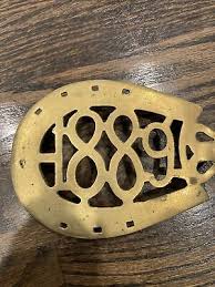 Antique 1889 BRASS HorseshoeTEAPOT STAND Kettle Trivet 7x4 ...