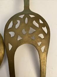Vintage Hand Forged Brass Salad Utensils / Skimmer & Fork | eBay
