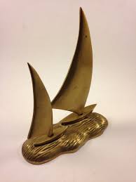Vintage Solid Brass Sailboats Figurine on brass base Nautical Maritime Decor | eBay