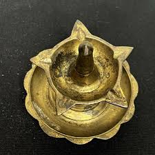 Antique Brass Diya Oil Light Lamp India Hindu VTG | eBay