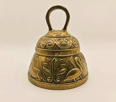 Embossed Brass Sanctuary Bell: Vintage Christian Symbol ...