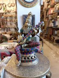 Brass Saraswati Goddess With Stone Work ,education Study ...