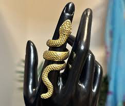 Snake Ring Wrap Around Serpent Loop Viper Gold Tone Jewelry ...