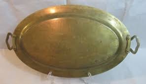 Vintage Brass MIDDLE EAST Metal Tray W/HANDLES 16” STORY TELLER DEER PERSIAN | eBay Australia