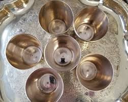 Set of Six Vintage Shiny Brass Shot Glasses. These Six Small ...