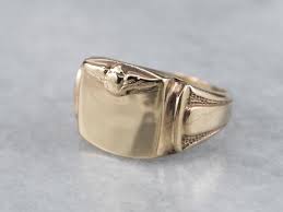 Military Style Gold Signet Ring