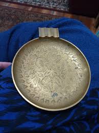 Vintage Solid Brass ashtray bowl Hand Engraved Design With ...