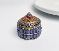 Antique Vintage Small Brass Case, Holder Embellished With ...