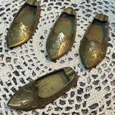 Vintage Small Brass Shoe Mini Ashtray- Etched - Set of 4 - Etsy