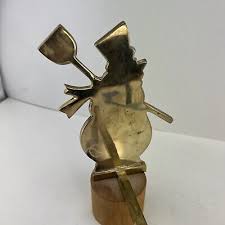 Vintage Solid Brass Long Arm Snowman Mantle Shelf Stocking ...