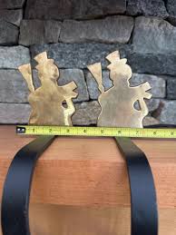 Vintage Pair of Solid Brass Stocking Holders With Black Cast ...