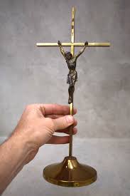 Older Brass Church Altar Cross, Chapel Cross, 14" ht. (CU239 ...