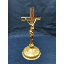 Antique Brass Standing Church Crucifix Cross