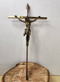 Vintage Western Germany Brass INRI Crucifix