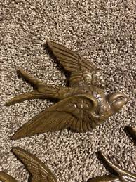 Vintage retro 1970's Burwood Plastic Wall hanging bird decor Faux wood Sparrows | eBay