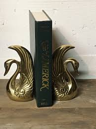 For Sale Brass Art Deco Swan Bookend Pair Swan Bookends ...