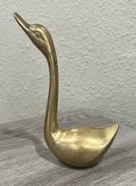 Vintage Swan Goose Brass Figurine Mid Century Modern Home Decor | eBay