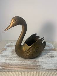 1960's Vintage MCM Korean Brass Duck/goose/swan Decor Planter Vase - Etsy