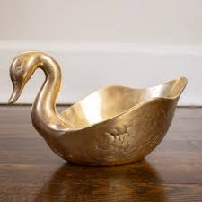 Vintage Solid Brass Swan Planter Bowl - Etsy