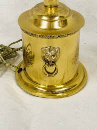 Late 20th Century Brass Table Lamp With Lions Head Knockers ...