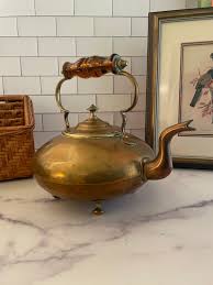 Vintage Brass Teapot: Amber Lucite Handle, James Clews ...