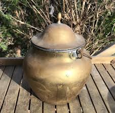 French Antique Brass Copper Ginger 10" Handle Cookie Jar ...