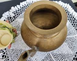 Antique Brass Floral Engraved Water Pot With Spout | Vintage ...