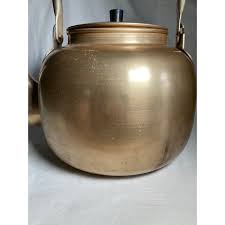 1990s Farmhouse Gold Toned Aluminum Tea Water Kettle With ...