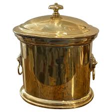 Vintage Solid Brass Container with Lid For Sale at 1stDibs