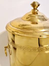 Large Antique English Brass Lidded Jardiniere / Container ...