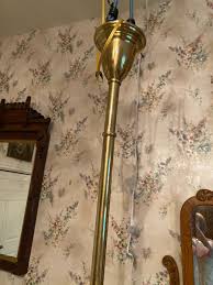 ANTIQUE 4-ARM BRASS HANGING LAMP/ LIGHT/ CHANDELIER W/ BLUE ...