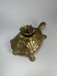 Brass Turtle And Lotus Flower Taper Candle Holder 9” X 4” | eBay