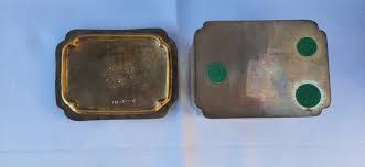 Brass Inlaid Asian Trinket Box w Lid Competing Horsemen | eBay