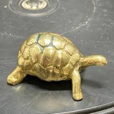 Vintage Small Gold Colour Brass Figure of Tortoise, Fireside Ornament - Etsy India