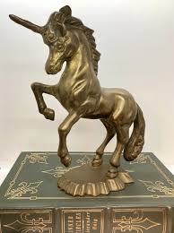 Vintage 70's Solid Brass Unicorn Sculpture Rearing Horse Figurine Statue Figure | eBay