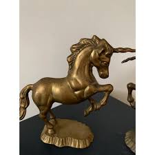Vintage Mid-Century Brass Unicorn Horse Figurine Models- a Pair | Chairish