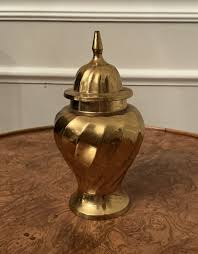 Vintage Swirl Pattern Lidded Brass Ginger Jar Urn 6.5” Tall ...
