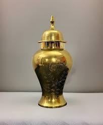 Vintage Brass Vase Urn Temple Lidded 9" Inches Made in India ...