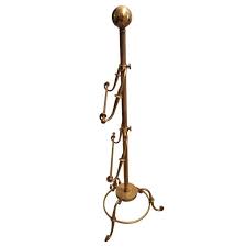 Antique Solid Brass Floor Standing Towel Bar Holder | Chairish
