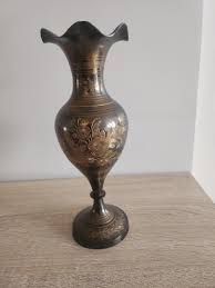 Vintage Brass Vase With Etched Floral Design - Elegant Decorative Vase (brass) - Etsy