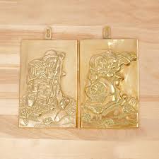 2 Decorative Wall Hanging Picture / Brass Plaque / Sign || Vintage Solid Brass || Set of Two || Picture - Boy and Girl / Man and Woman - Etsy