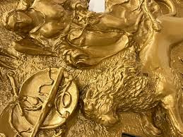 Mid-century Gold Painted Zodiac Mirror For Sale at 1stDibs