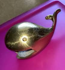 VINTAGE 1960's Solid Brass WHALE Ashtray Collectible ...