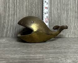 Vtg Mid-Century Modern solid Brass smaller Whale Ashtray ...