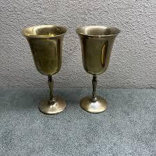 Set Of 2 Vintage Leonard EPNS Brass Metal Wine Goblet ...